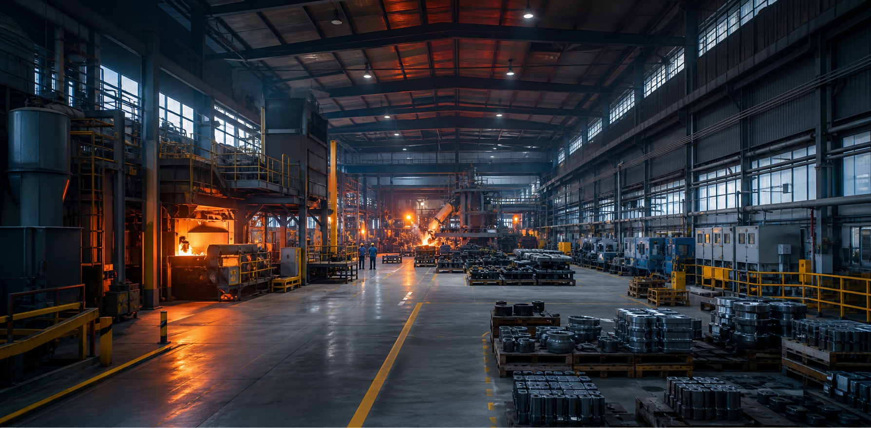 Cast iron factory floor and production area